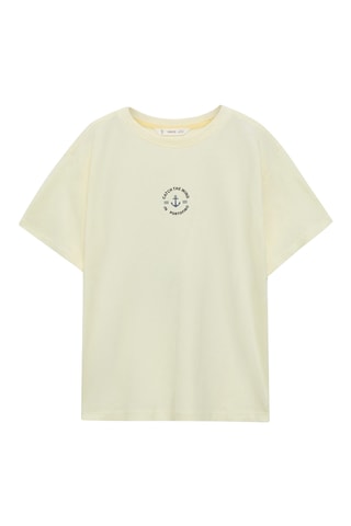 T-shirt coton imprimé motif - Jaune