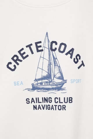 T-shirt coton imprimé - Blanc cassé