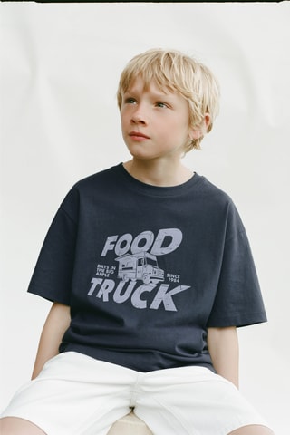 T-shirt en coton imprimé - Bleu marine