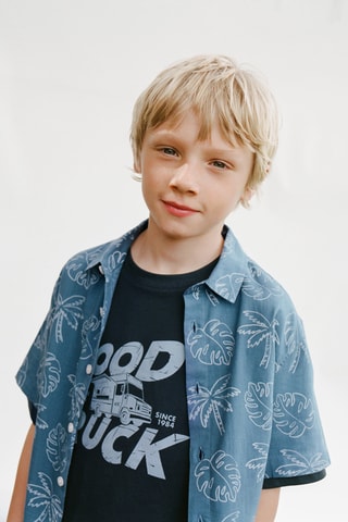 T-shirt en coton imprimé - Bleu marine