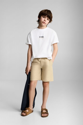 T-shirt en coton imprimé - Blanc cassé