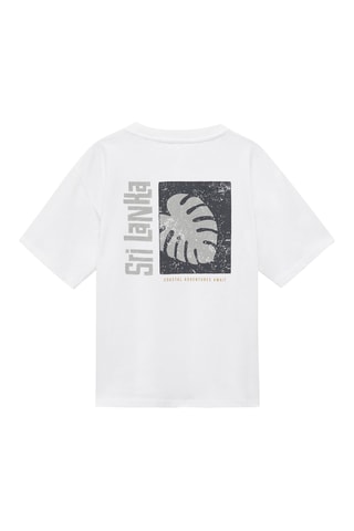 T-shirt en coton imprimé - Blanc cassé