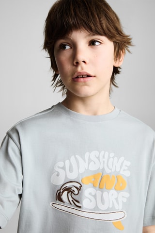 T-shirt imprimé surf - Gris clair