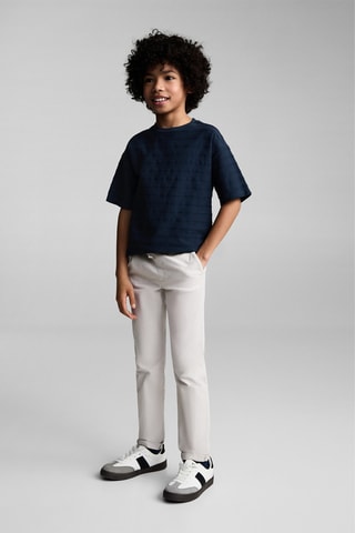 T-shirt coton rayures relief - Bleu marine