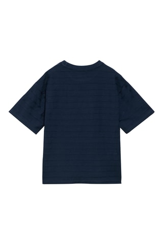 T-shirt coton rayures relief - Bleu marine