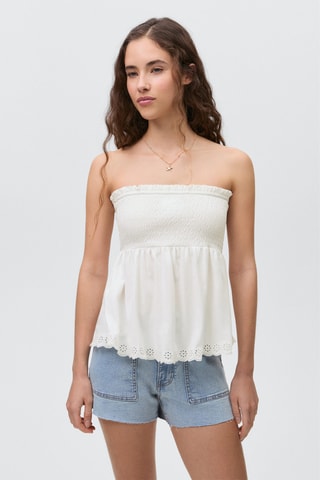 Top froncé volant - Blanc cassé