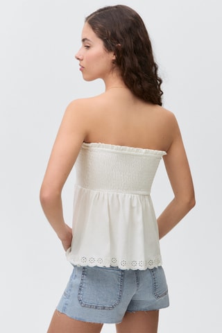 Top froncé volant - Blanc cassé