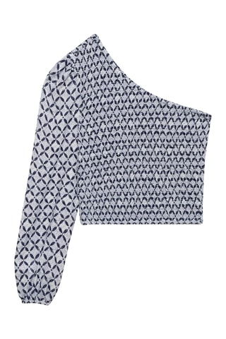 Top asymétrique imprimé - Bleu marine