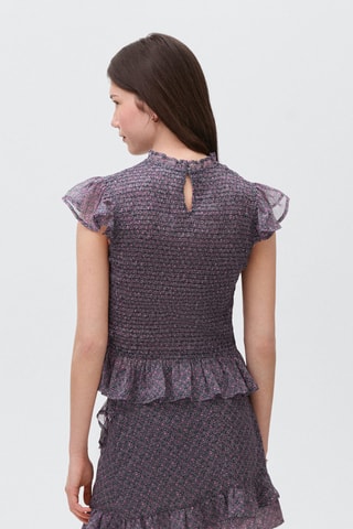 Top froncé volant - Bleu marine