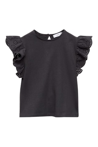 T-shirt à volants brodé - Bleu clair