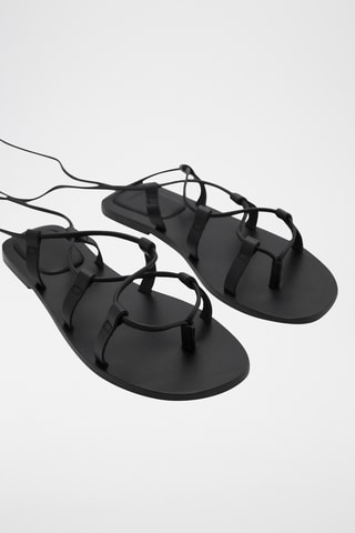 Sandales à lanières cuir - Noir