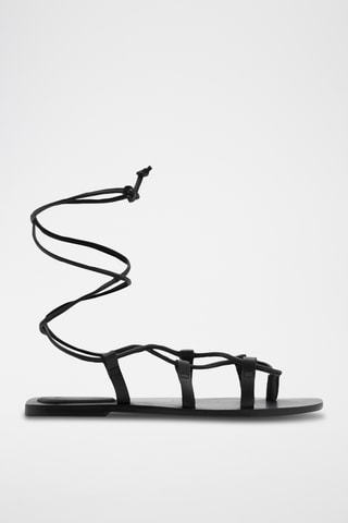 Sandales à lanières cuir - Noir