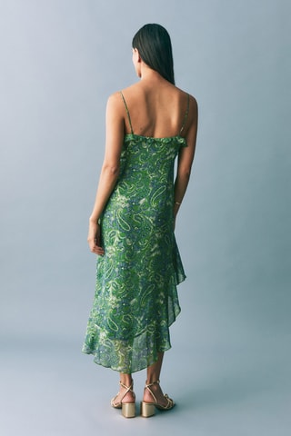 Robe imprimée à volants - Vert