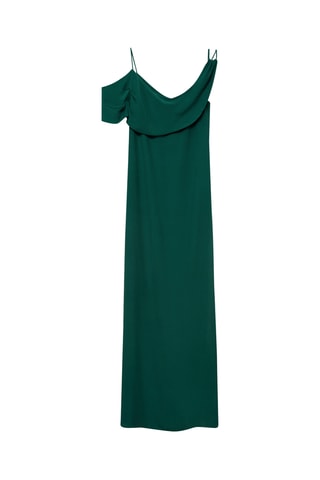 Robe gaze asymétrique volant - Vert foncé