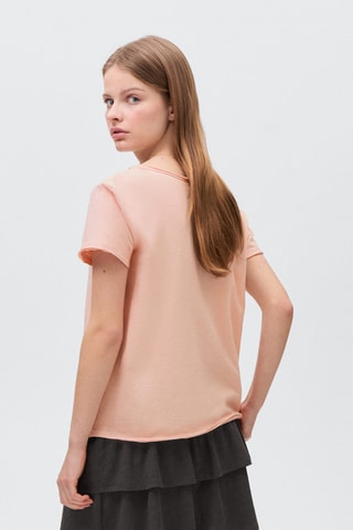 T-shirt coton col en V - Rouge