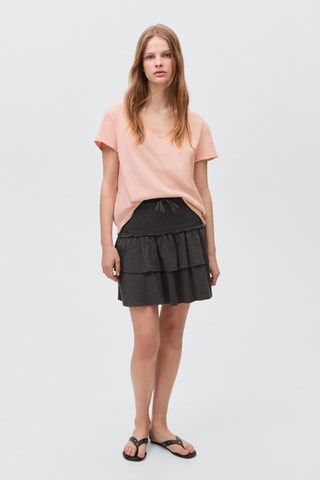 T-shirt coton col en V - Rouge