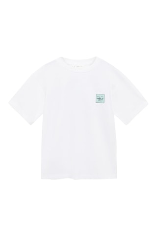 T-shirt coton imprimé - Blanc cassé