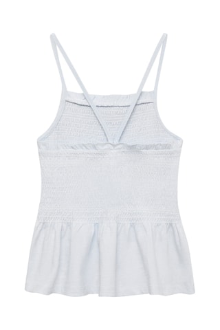 Top nid d'abeilles coton - Bleu clair