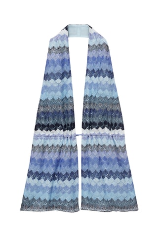 Top en maille ajourée zigzag - Bleu