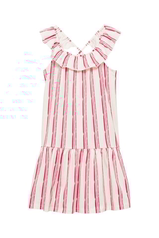 Robe coton à rayures - Blanc cassé