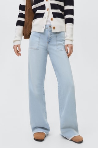 Jean wideleg revers effilochés - Bleu clair