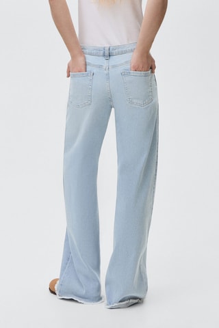 Jean wideleg revers effilochés - Bleu clair
