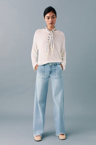 Jean wideleg revers effilochés - Bleu clair