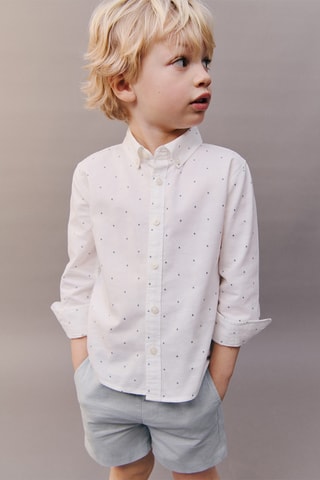 Chemise oxford imprimée - Blanc