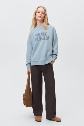 Sweat-shirt coton imprimé - Bleu clair