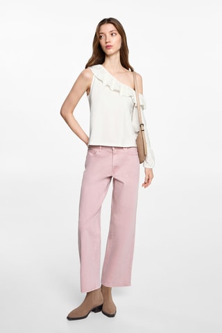 T-shirt asymétrique volanté - Blanc cassé