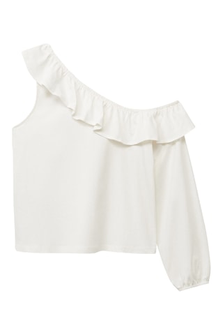 T-shirt asymétrique volanté - Blanc cassé