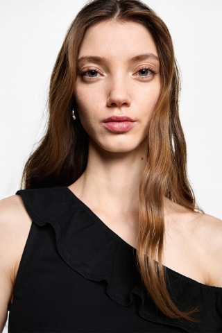 T-shirt asymétrique volanté - Blanc cassé