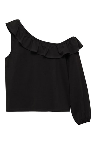 T-shirt asymétrique volanté - Blanc cassé