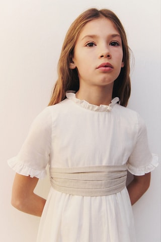 Robe lin volantée - Blanc