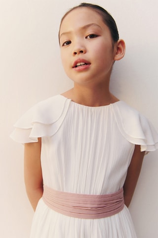 Robe texturée tissu plissé - Blanc