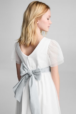 Robe plumetis noeud - Blanc