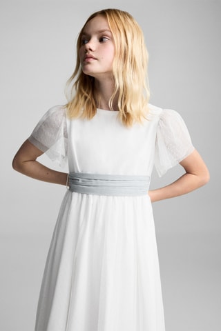 Robe plumetis noeud - Blanc