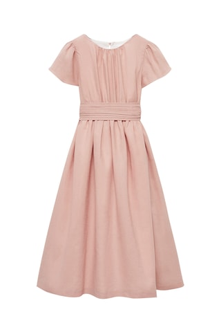 Robe lin ouverture dos - Rose