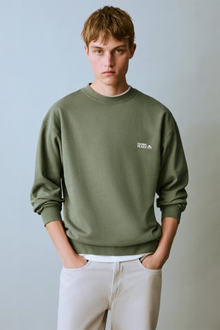 Sweater coton message - Vert menthe