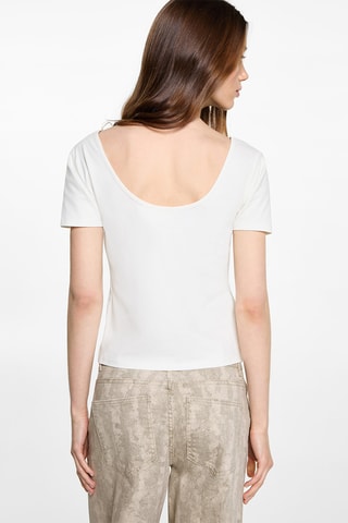 T-shirt crop maille - Blanc cassé