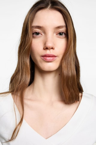 T-shirt crop maille - Blanc cassé