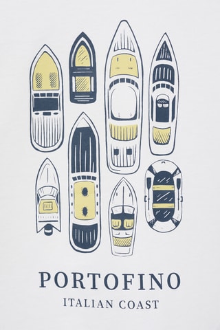 T-shirt en coton imprimé - Blanc cassé