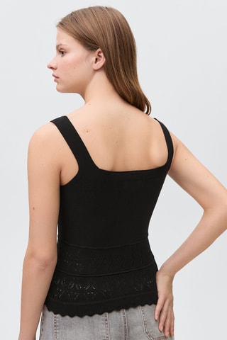 Top maille détails ajourés - Noir