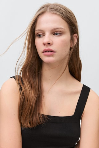 Top maille détails ajourés - Noir