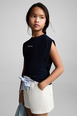 Short en jean noeud - Blanc