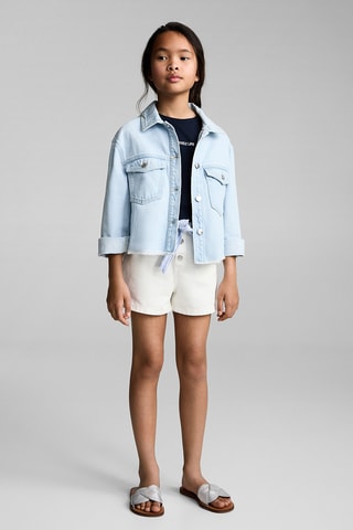 Short en jean noeud - Blanc