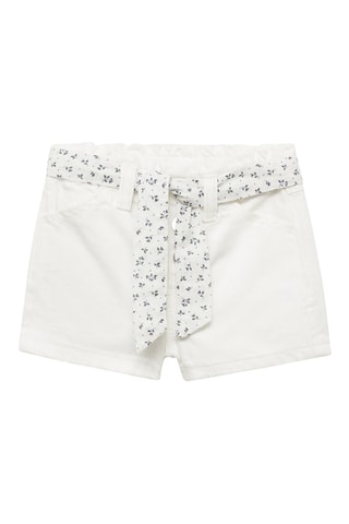 Short en jean ceinture - Blanc