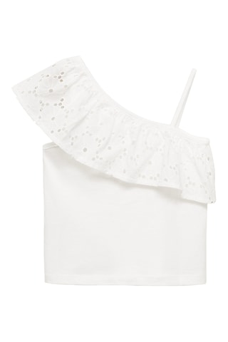 T-shirt asymétrique volanté - Blanc cassé