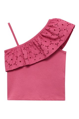 T-shirt asymétrique volanté - Blanc cassé