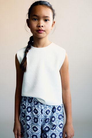 T-shirt coton texturé - Blanc cassé